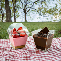 Vasos de postre de plástico de 6oz y 180ml con tapas, dulces, helado redondo, gelatina, dulces, taza para pastel