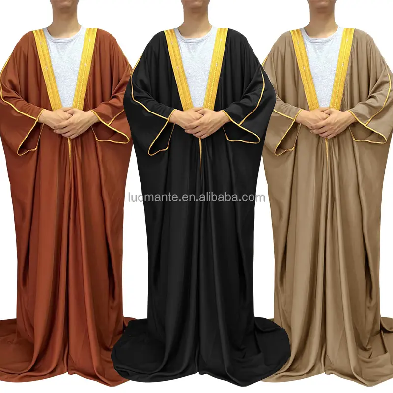 Toptan yüksek kaliteli islam müslüman Dubai erkekler Bisht Abaya Eid arap Thobe suudi erkekler Robe