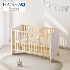 Berço de madeira conversível ajustável para bebês, mobília de berçário simples B2B Boori Low Moq, apenas para recém-nascidos
