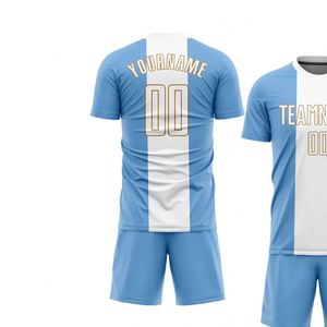 Ensemble maillot et short de football bleu clair et blanc – Tenue de performance pour l'entraînement en équipe, les matchs de ligue et le sport - Product Image 3