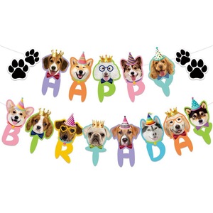 Decorazioni per Festa di <span class=keywords><strong>Compleanno</strong></span> per Cani con Motivo Delfino <span class=keywords><strong>e</strong></span> Stella, Striscione con <span class=keywords><strong>Auguri</strong></span> '<span class=keywords><strong>Buon</strong></span> <span class=keywords><strong>Compleanno</strong></span>' Stampato Digitalmente - Product Image 3