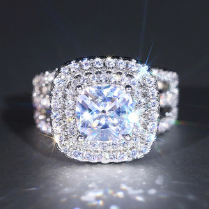Anello a goccia con zirconi quadrati per donna, gioielli scintillanti per matrimoni e feste - Product Image 5