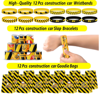 Kit de Faveurs Thème Construction pour Enfants : Autocollants Excavatrice et Pelleteuse, Baguettes à Bulles en Plastique, Porte-clés, Décoration de Gâteau - Cadeau pour Fêtes