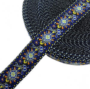 Tùy chỉnh 5cm màu xanh Polyester <span class=keywords><strong>jacquard</strong></span> dệt băng tinh tế phong cách dân tộc vải cho túi - Product Image 1