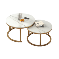 Table Basse Ronde Style Luxe Discret, Meuble de Salon Moderne et Simple, Table d'Appoint en Métal au Design Contemporain