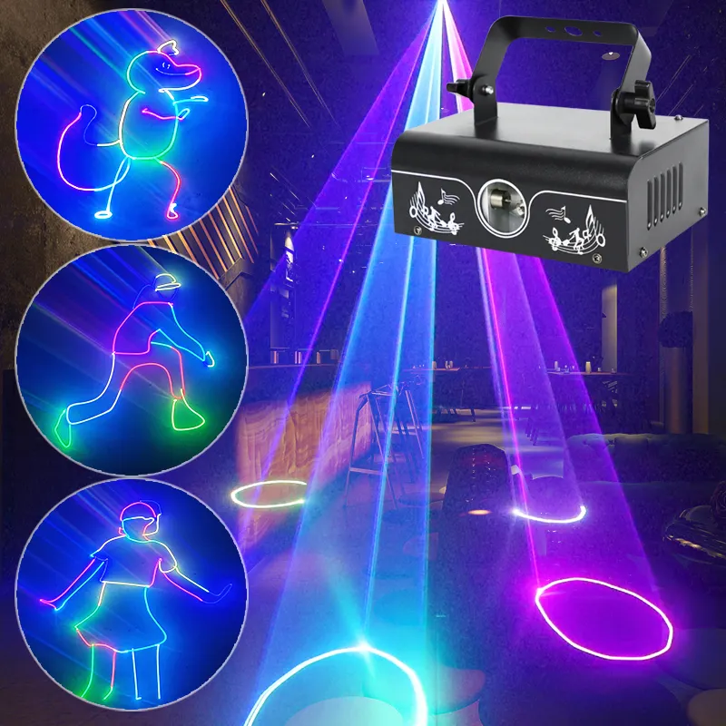 Full-color Animation Light 500mw DJ Projector Effect RGB LED Stage Projector Lights Remote Sound Activity Laser Lamp For Bar