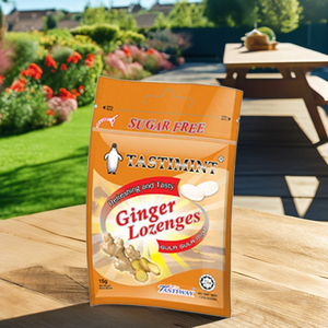 HALAL Malaysia 15g/<b>Packet</b> <b>Sugar</b>-Free Tastimint Ginger Candy Lozenges Refreshing Mint Flavor Zip Locked Pack - Product Image 1
