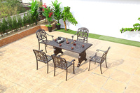 Mobilier d'extérieur Table et chaise de camping en fonte d'aluminium rustique Ensemble de jardin Table de salle à manger en métal pour restaurant et patio avec chaise