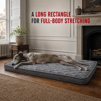 Matelas orthopédique pour chien Greyhound, rectangulaire, gris, matelassé, pour étirements sur toute la longueur
