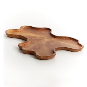 Bandeja de Madera Orgánica para Servir, Plato Decorativo de Madera Natural, Centro de Mesa Rústico para Mesa de Café, Bandeja para Exhibir Frutas y Pan - Product Image 4