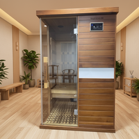 Sauna infrarouge sec électrique de luxe en bois de cèdre rouge massif, plaque chauffante en graphène, panneau de commande informatique, application de contrôle à distance, 9 chauffages