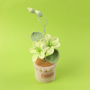 Tricoté à la main Crochet Tung huile fleur clématite plante <span class=keywords><strong>chiffonnier</strong></span> fleur maison accessoires décorations pour la maison fête des mères remise des diplômes cadeau - Product Image 6