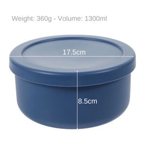 Boîte à lunch en silicone 1300 ml ronde avec couvercle, multifonctionnelle, résistante à la chaleur, étanche, élégante, disponible en plusieurs couleurs pour vos repas - Product Image 2