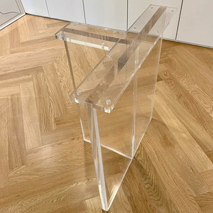 طاولة قهوة حديثة شفافة على شكل حرف T أرجل طاولة قهوة للمكتب 20-50 صحن مصقول سميك لغرفة المعيشة - Product Image 3