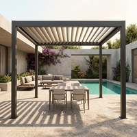 Pergola en acier de fabrication industrielle avec toit à lames orientables, résistante au vent et aux UV, pour jardin, cour et extérieur, auvent solaire