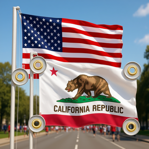 Pack Combo de Drapeaux G128 3x5 pieds, États-Unis et Californie, imprimés, en polyester 150D avec 4 œillets en laiton pour activités promotionnelles - Product Image 2