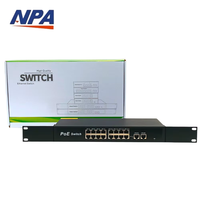 Switch PoE ANPA AI de 18 Puertos 10/100Mbps con 2 Puertos Gigabit Uplink QoS 10.8Gbps IEEE 802.3af/at para Cámara IP Modelo AP-10216KE