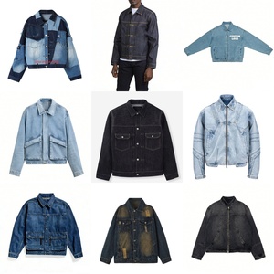 Giacca in Denim Casual Retrò da Uomo con Cerniera, 100% Cotone, Logo Personalizzato sul Collo, Design Reversibile, <span class=keywords><strong>Marca</strong></span> OEM, Basso MOQ, Vendita all'Ingrosso - Product Image 1