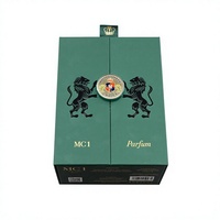 Boîte d'emballage de parfum vert émeraude de luxe, boîte cadeau rigide à double ouverture avec insert en mousse de velours pour coffret de parfum personnalisé