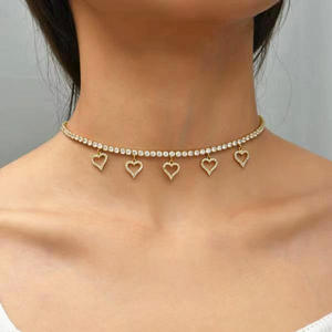 <span class=keywords><strong>Noticias</strong></span> Latón Chic Delicado Oro Minimalista CZ Diamante <span class=keywords><strong>Corazón</strong></span> Tenis Gargantilla Collar - Product Image 1