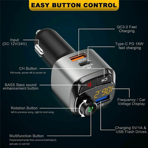 Không dây tương thích FM Transmitter không dây MP3 đài phát thanh không dây carkit 3 USB ports18w OEM rảnh tay Sạc - Product Image 2