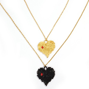 Vente chaude doré en forme de coeur <span class=keywords><strong>Miyuki</strong></span> perles <span class=keywords><strong>pendentif</strong></span> saint valentin collier en acier inoxydable en forme de coeur <span class=keywords><strong>Miyuki</strong></span> perles collier - Product Image 1