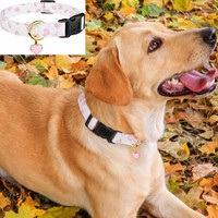 Collier pour chien en coton doux moderne fait main avec un imprimé unique et mignon, boucle en métal réglable pour la sécurité, adapté aux chiens de petite et moyenne taille