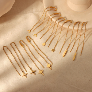 Drop <b>Earrings</b> Gold Star <b>Moon</b> Tassel Long Chain Women Party Fashion Jewelry - Product Image 3