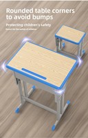 Bureaux et chaises d'école en acier inoxydable réglables en hauteur et épaissis, design moderne et minimaliste pour les écoles primaires, secondaires et supérieures