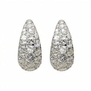 Pendientes de Oro Blanco con Diamantes en Forma de Gota, Corte Brillante Redondo, Engaste de Garra, Joyería Fina de Lujo para Mujer, para Boda - Product Image 1
