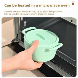 Modern Cute Double Ear Soup & Stock <b>Pot</b> Light Green Beige Yellow Silicone <b>Induction</b> Cooker Heat Resistance Steamer - Product Image 3