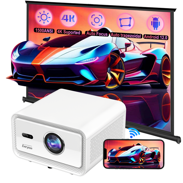 1500 ANSI 4k Mini Projector Android 12 Everycom Cubelite Mini Smart Wifi 3d 4k Video Projector Portable 4k Mini Projector