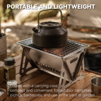 Barbecue portable pliable en acier inoxydable personnalisé, petit réchaud à charbon de bois avec grille extensible