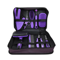 Ensemble de toilettage pour animaux de compagnie 9-en-1, peigne à poils en plastique, ciseaux, brosse à picots, coupe-ongles pour chiens et chats