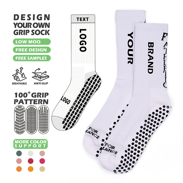 Athletic Football Performance Socks for Men Non-Slip Soccer Grip Socks Sport Knitted Logo Grip Football Crew Sock