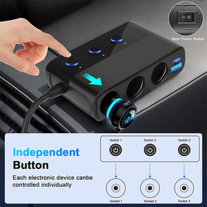 127W 7 ports 3 adapter ports 3 <b>USB</b> 1 PD (Type-C) 1 main switch 3 individual <b>mini</b> switches 1m extension <b>cable</b> Car charger - Product Image 5