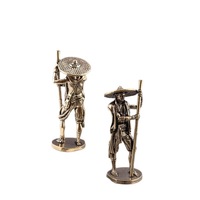 Nouveau 1 pièce Figurine de pêcheur en laiton et cuivre, style rétro classique, objet décoratif de bureau en bronze, artisanat et ornements