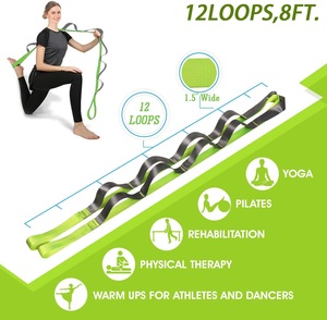 Nhà Máy Bán buôn Nylon Stretch Strap cho tập thể dục với 10 vòng biểu tượng tùy chỉnh Polyester Yoga strap cho thể thao & giải trí - Product Image 6