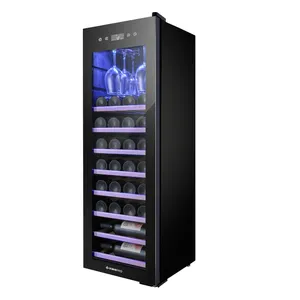 Vinopro Petit refroidisseur à vin autoportant à humidité constante 105L 38 bouteilles Système à compresseur Lumière LED Réfrigérateurs à vin