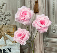 Buket Bunga Buatan 3 Tangkai Diamond-rose, Bunga Sutra Siap Pakai, Pewarnaan Tangan, Dekorasi Lantai Pernikahan, Hiasan Bunga