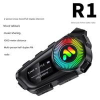 Casque d'intercom pour moto, casque sans fil R1, système de communication audio, écouteurs avec radio FM, étanche IP67 et écran LCD