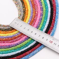 6mm large couleur strass garniture Sequin tuyau Tube rond bande de caoutchouc cristal baguage Applique robe de mariée décoration bijoux