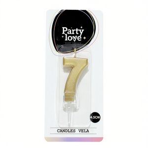 Vela de Cumpleaños con Número 7 Dorado de Party Love, 4.5 cm - Product Image 1