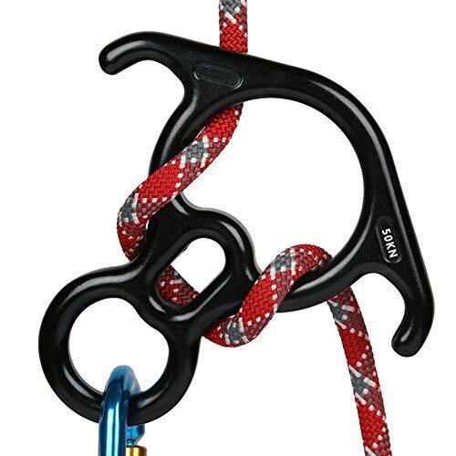 Figure 8 Descender Belay Device – Stainless Steel & Aluminum Rappelling Connector with Bent Ears for Climbing, Rescue, Aerial Yoga & Rope Training - View 2