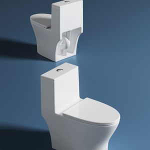 Inodoro de Cerámica Blanca de Una Pieza, Moderno y Ecológico, de Idealex, con Garantía de 3 Años, Forma Ovalada, Instalación <span class=keywords><strong>en</strong></span> el Suelo - Product Image 2