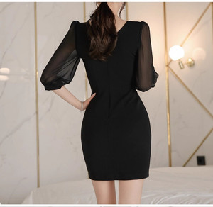 Elegante Abito Vintage di Alta Gamma per Donna - Collezione Primavera 2026, Vestito Nero Aderente <span class=keywords><strong>Chic</strong></span>, Modello Slim-Fit che Valorizza le Forme - Product Image 3