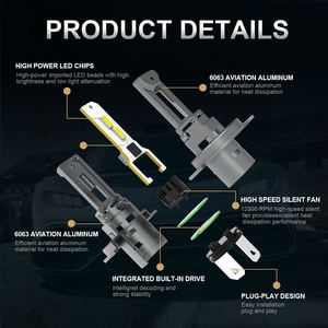 Bombilla LED H7 de 60W y 6000K, Mini Faro Antiniebla Todo en Uno, Ventilador, Carcasa de Aluminio Fundido a Presión, Resistente al Agua IP68, 10000 Lúmenes, Ajuste Universal - Product Image 2