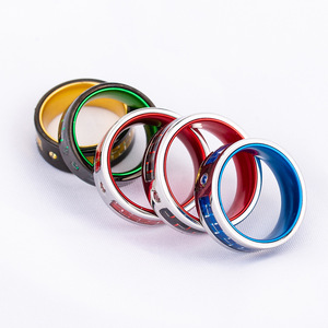 yunnique Men's <b>Titanium</b> Steel <b>Rings</b> Geometric Design Cubic Zirconia Inlay Colorful Fashion Jewelry Gift - Product Image 2