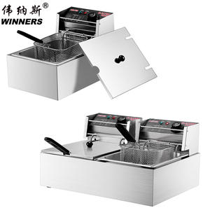 WINNERS Vente à chaud <span class=keywords><strong>Friteuse</strong></span> industrielle électrique en acier inoxydable à double réservoir 6l + 6l <span class=keywords><strong>Friteuse</strong></span> commerciale pour <span class=keywords><strong>frites</strong></span> - Product Image 1