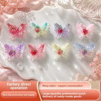 Pendentif Papillon Fraise Lumineux Scintillant Double Couche en Résine 3x3.7cm Qijun pour Bijoux DIY